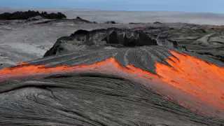 Rivers of molten lava high up Pulama Pali - Kilauea Volcano Hawaii @DIGITAL-NECTAR