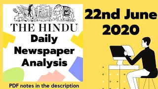 The Hindu Newspaper Analysis 22 June 2020 | UPSC CURRENT AFFAIRS |