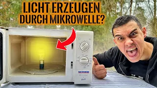 GLÜHBIRNE ZUM LEUCHTEN BRINGEN! Kann eine Mikrowelle Licht erzeugen? | Survival Mattin