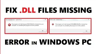 How To Fix dll error in windows 10//How to fix Dll files Missing from your computer//dll files error