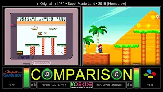 OLD vs NEW Super Mario Land (Game Boy vs SNES) Side by Side Comparison