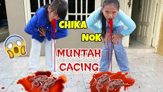 CHIKA DAN NOK MUNTAH CACING KASIHAN | CHIKAKU CHANNEL