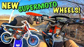 FIRST RIDE With My NEW SUPERMOTO WHEELS - KTM 500 EXC! 😍