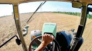 Cab View | John Deere 8260 R + Rabe "Blue Bird" 6 m | Harrowing Ground