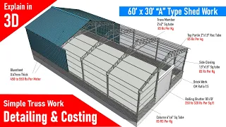 Simple Roofing Shed Work - Truss Work of 60 x 30 feet  - Metal Roofing in Tamil