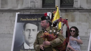 Flashmob Field Marshal Haig's Own Pipes & Drums - 100 Year Passchendaele  @ Brugge/ Bruges