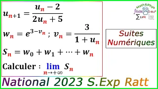 Suites Numériques - suite géométrique - Exponentielle et Suites - Examen National 2023 S.exp