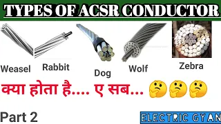 Types Of ACSR conductors used in overhead Lines //Weasel/Dog/Rabbit/Zebra/Wolf/Panther Conductors.