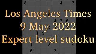 Sudoku solution – Los Angeles Times sudoku 9 May 2022 Expert level