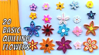 Can you make all these 20 Basic Quilling Flowers? Quilling Paper Art for Beginners