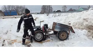 Мотоблок на базе КПП ЗАЗ. Устройство самосвальной тележки, с двухступенчатой разгрузкой. Часть 15.