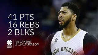 Anthony Davis 41 pts 16 rebs 2 blks vs Lakers 16/17 season