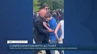 Congressman Clay Higgings removes activist from news conference