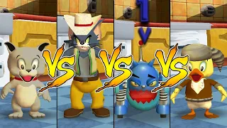Tom and Jerry in War of the Whiskers Tyke Vs Duckling Vs Tom Vs Robot Cat (Master Difficulty)