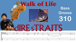 WALK OF LIFE (Dire Straits) How to Play Bass Groove Cover with Score & Tab Lesson