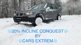 2004 BMW X3 3.0d E83 CONQUERS an 20% INCLINE with SNOW & ICE | DSC OFF | XDRIVE