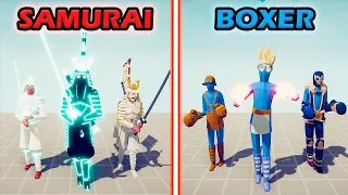 SAMURAI TEAM vs BOXER TEAM - Totally Accurate Battle Simulator | TABS