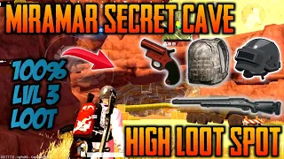 PUBG MOBILE! MIRAMAR MAP NEW SECRET CAVE & LEVEL 3 LOOT LOCATION 100%