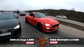 Audi A3 stage 3 lite vs Mustang 5.0 Odesa Drag 6й км