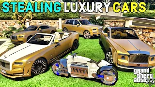 GTA 5-STEALING LUXURY 4 GOLD ROLL ROYCE AND THE FASTEST BIKE,TOMAHAWK |REAL LIFE CARS#2|CREED|