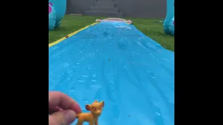 Lion king toys simba goes down slip n slide #shorts