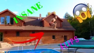 CRAZY TRAMPOLINE FLIPS INTO POOL!!!