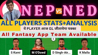 NEP VS NED | NEP VS NED DREAM11 TEAM PREDICTION | NEPAL T20I Triangular Series #dream11prediction