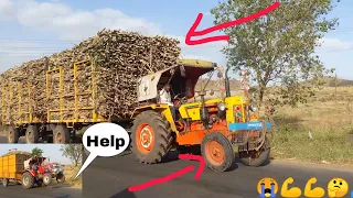 Hindustan 80 hp and Arjun Novo 605 tractor pulling Loaded Sugar cane trolley | Sugar cane load