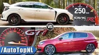 Honda Civic Type R vs Peugeot 308 GTi | 0-250km/h ACCELERATION TOP SPEED & AUTOBAHN POV by AutoTopNL