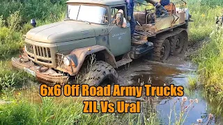 Old Trucks ZIL 131 Vs Ural 375D Soviet Russian Era | 6x6 Off Road Mud