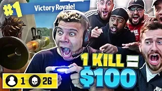 1 KILL = $100 FORTNITE CHALLENGE W/ TEAM ALBOE AND WOLFIE!! Fortnite: Battle Royale! *HILARIOUS*