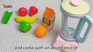 Making Delicious Juices with Okeykids Wooden Mixer Toy Set for Kids