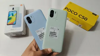 POCO C50 Vs Redmi A1 Unboxing And Features || Poco C50 Camera Test , 5000mAh Battery 🔋