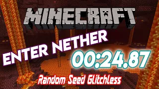 Minecraft Java 1.16.4 World Record Enter Nether Random Seed Glitchless Speed Run (00:24:87)