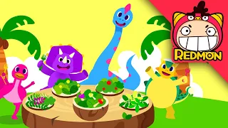 Plant eating dinosaur team | Dinosaur songs | Nursery Rhymes | REDMON Kids songs