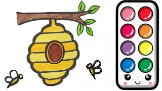 How To Draw Very Easy Beehive And Bee 🐝