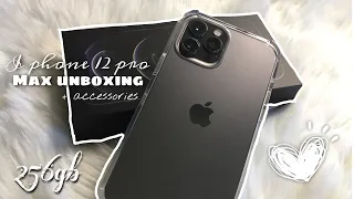 🍎iphone 12 pro max graphite unboxing (256gb) + accessories - aesthetic 2021