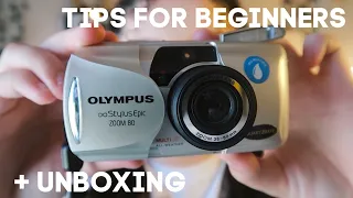 Olympus Stylus Epic Zoom 80 Film Camera Unboxing + Tips For Beginners Using Film! | Rosalie Arianna