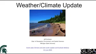 Great Lakes Climate and Lake Levels Update and Outlook - June 2020