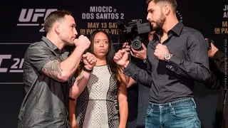 Frankie Edgar vs. Yair Rodriguez UFC 211 Media Day Staredown - MMA Fighting