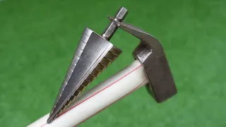 How to sharpen a STEP drill !  (REMOVED WOODEN handle, UNIQUE hammer attachment method)