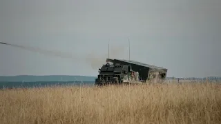 M270 MLRS and allied rocket artillery firing during Exercise Dynamic Front 2022 (July 2022)