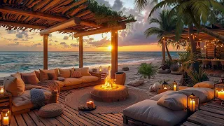 Tranquil Morning At A Tropical Beach Resort 🌴 Enjoy The Cracking Fire & Morning Views - Beach ASMR