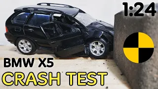 ⚡ CRASH TEST Car Model 1:24 Scale Diecast BMW X5 e53 WELLY Slow Motion Accident Destruction Damage 🧨