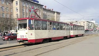 поездка на трамвае КТМ-5 ( 71-605А ), 1990 г.в, борт. 1378+1379, маршрут 22