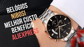 Relógio Masculino Mais Vendido no Aliexpress NIBOSI 1985 é bom, a Prova Dágua PREÇO de BLACK FRIDAY