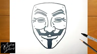 How to Draw Guy Fawkes Mask - Anonymous Mask