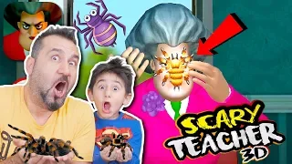 KIZGIN ÖĞRETMENE ÖRÜMCEK ŞAKASI YAPTIK!  PASTASINI PATLATTIK! | SCARY TEACHER 3D OYNUYORUZ!