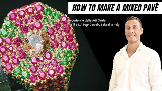 How to make a mixed pavé setting technique?  Gem setting course Jewellery School Italy