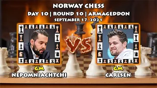 ►NEPOMNIACHTCHI VS CARLSEN◄►NORWAY CHESS (2021) DAY 10 | ROUND 10 | ARMAGEDDON◄ (0-1)